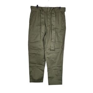 Banana Republic Womens Olive Green Linen Blend Utility Tie Waist Pants Size 10